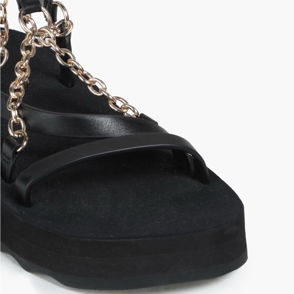 MAJE Chain-trimmed Leather Platform Sandals - Picture 3 of 5